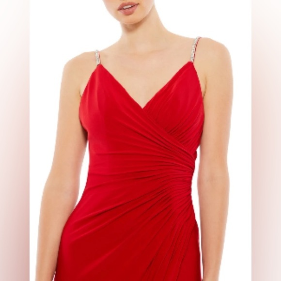 Ieena by Mac Duggal 26695 size 10 Embellished Spaghetti Straps High Slit Gown - Picture 3 of 4
